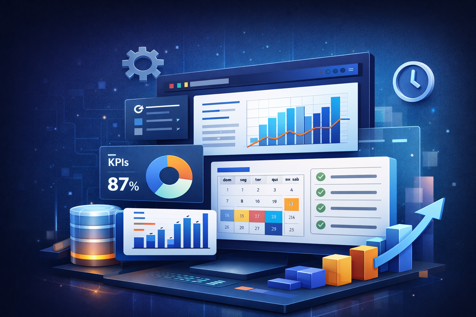 Ilustração de software sob medida apoiando a operação da empresa